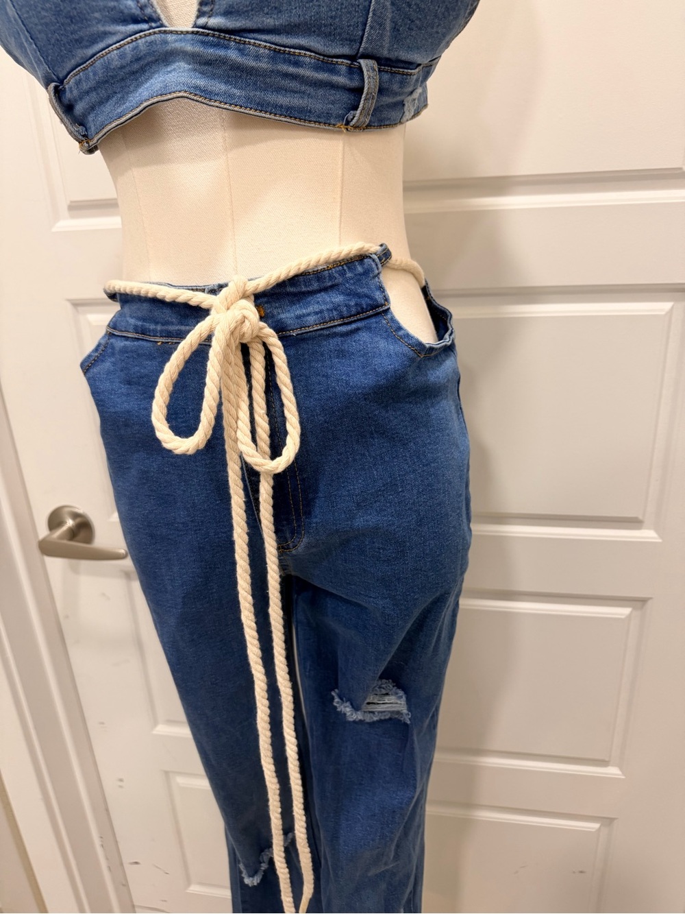 Athina Blue Denim Two-Piece Set NWT - Picture 9 of 16